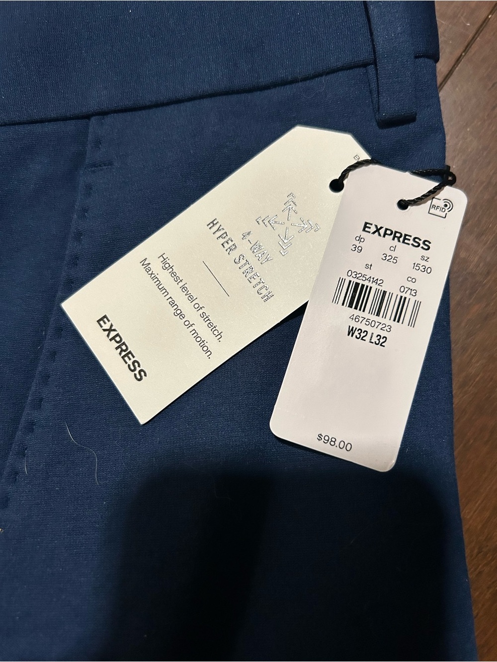 Express Men’s Navy Hyper Stretch Chinos